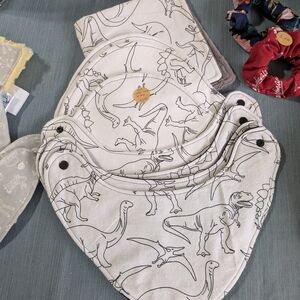 Dinosaur Print Kids Bandana Bib Set - White